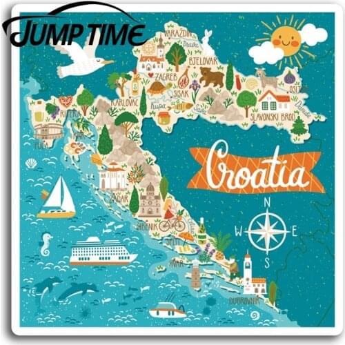 Jump Time for Croatia Map Travel Vinyl Stickers Sticker Laptop Luggage Gift Car Decal Window Wiper Trunk Car Styling
