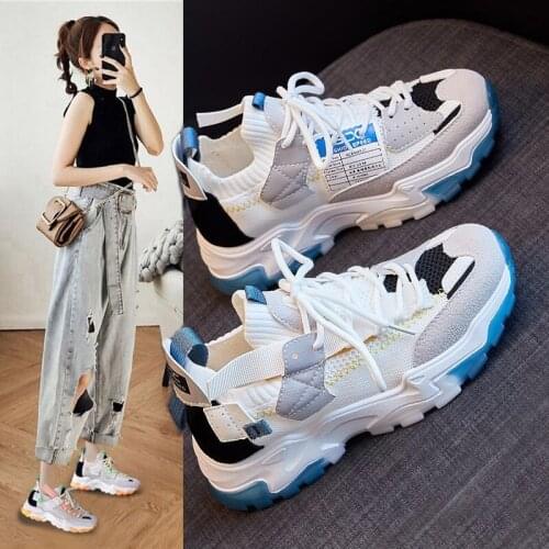 Spring and Autumn 2020 new comfortable running shoes Lightweight breathable sports shoes womens net face daddy shoes X615