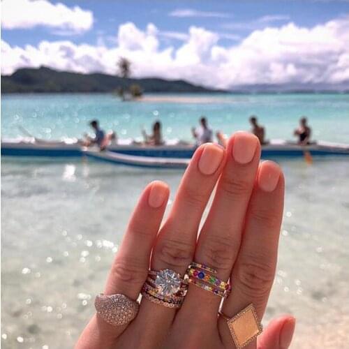 2021 NEW arrived rainbow colorful cubic zirconia multi wrap women cute lovely girl finger snake shaped CZ rings fashion jewelry