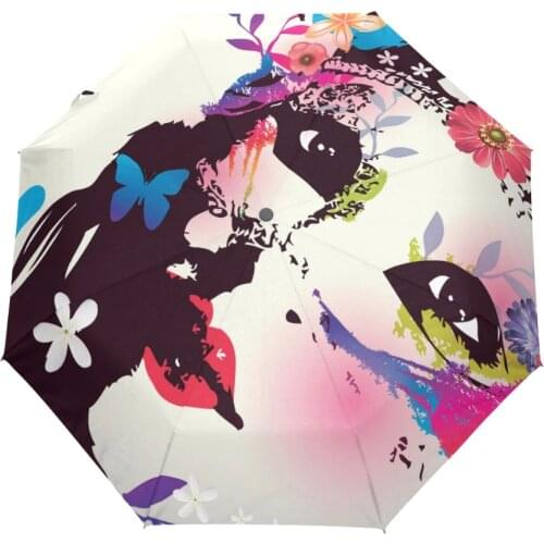 Chinese Full Automatic Umbrella Sun Guarda Chuva Ladies Umbrella Anti UV Protection Windproof Adults 3 Fold Womens Umbrella
