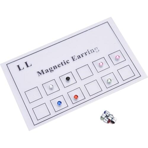 12pcs/card Magnet Ear Tragus Cartilage Lip Labret Stud Nose Ring Non Pierced Magnetic Ear Cuff Fake Piercings Unisex Jewelry