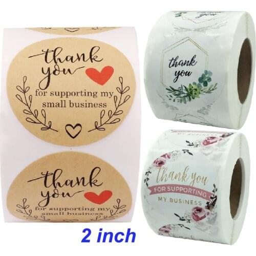 2inch 500Pcs Aesthetic Thank You Sticker Deco Scrapbooking Support My Small Business Supply Art Stationery Your Order Seal Label
