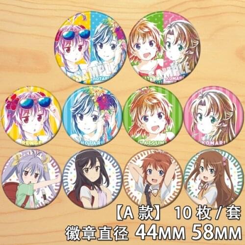 58mm Anime Badges Non Non Biyori Koshigaya Natsumi Koshigaya Komari Acrylic Badges Brooch