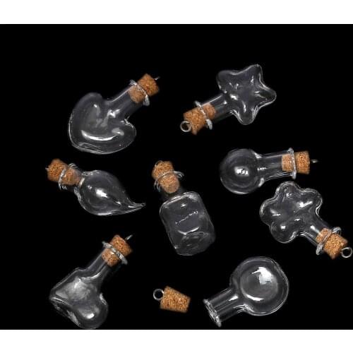 8SEASONS Glass Bottles Storage Containers Cork Stoppers Vial Potion At Random Clear(Usable Space:1-2ml)3x1.4cm-23x15mm,5 PCs