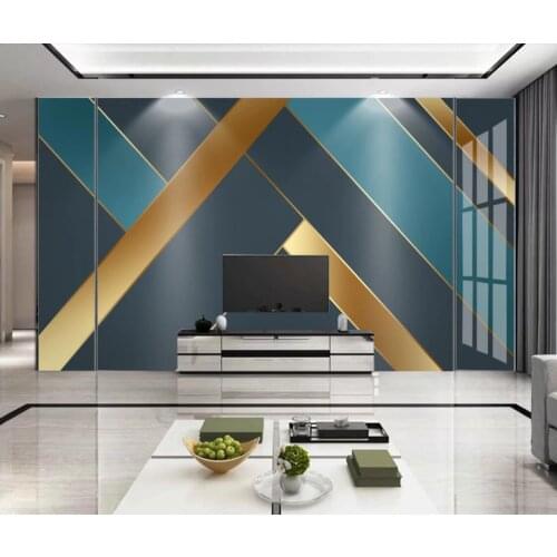 Abstract Geometric Blue Wall Mural for Living Room Wallpaper Large Photo Printed Wall Papers Home Decor Papel De Parede