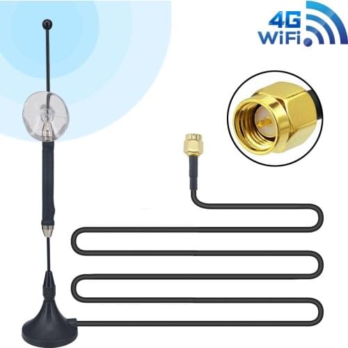 4G 10dbi LTE Antenna 3g 4g lte Aerial 698-960/1700-2700Mhz with magnetic base SMA Male RG174 3M Clear Sucker Antenna
