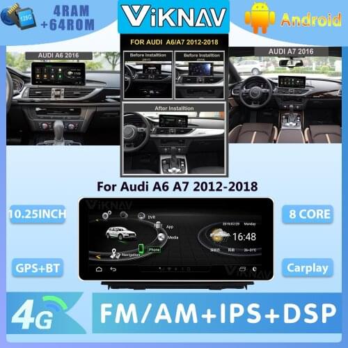 Android GPS Navigation Car Multimedia DVD Player for Audi A6 A7 2012 2013 2014 2015 2016-2018 car radio touch screen 10.25 inch