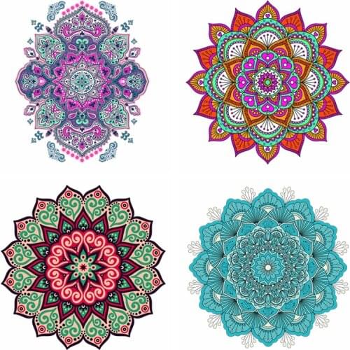 Mandala Flowers Iron On Transfer For Clothing Stickers Fashion Clothes Applique Pacthes On Clothes Thermo-Sticker Heat Transfer