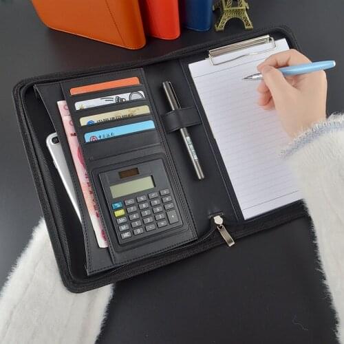 PU leather business A5 file folder travel journal agenda organizer planner notebook with inner paper mobile card pocket 1234A