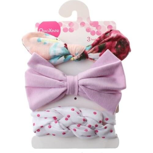 3Pcs/Set Floral Bows Baby Headware Dot Bowknot Hair Band Girl Headbands Cotton Kids Hairband Baby Girls Hair Accessories
