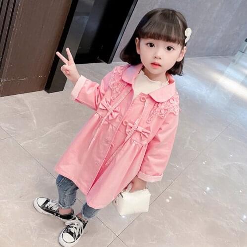 Girls Long Jacket Coat Solid Color Coat For Girls Casual Style Childrens Coat Spring Autumn Childrens Clothes For Girls