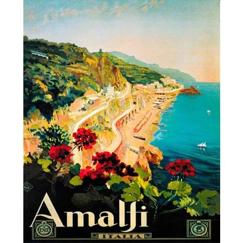 AMALFI ITALIA TRAVEL METAL TIN SIGN POSTER WALL PLAQUE
