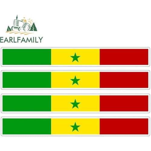 EARLFAMILY 4pcs Car Stripe Motorcycle Racing Flag Sticker Skateboard Decal Bike Moto Tuning Senegal Car Stickers