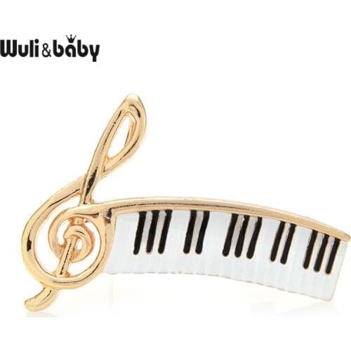 Wuli&baby Enamel Music Note Brooch Piano Keys Brooches For Women Ane Men Teacher and Musican Jewelry Accessoeris Gift