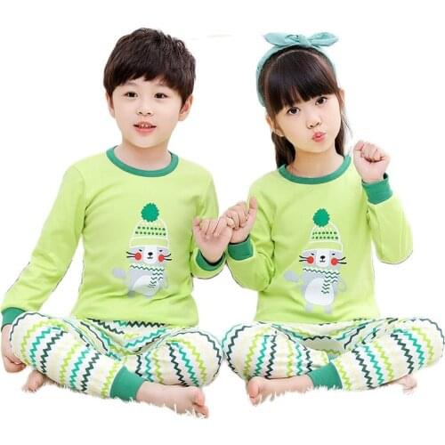 Girl Clothing Set Autumn Kids Boys Homewear Twin Cartoons Sleepwear Sets Long Sleeve Top + Pants 2pce Teens Pajamas Set 3-14 Y