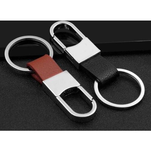 LeeSell 1Pcs Leather Keychain-Fashion Metal Keychain Leather Waist Hanging Car Key Chain Creative Gifts For Men