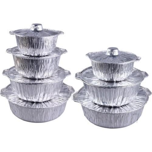 10Pcs Disposable Aluminum Foil Pots For Restaurant Food Packaging