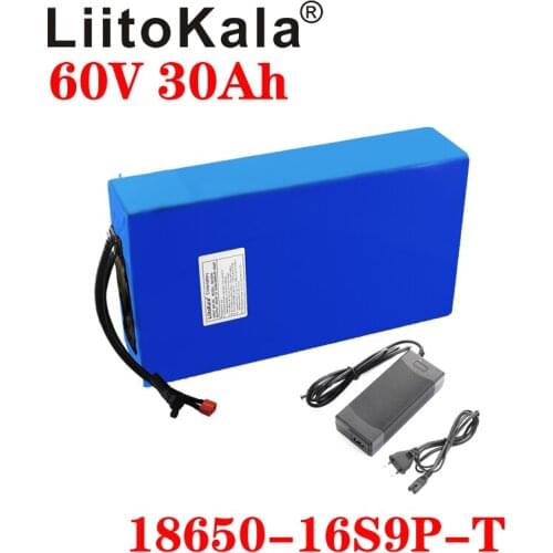 LiitoKala 60V 30Ah 60V ebike battery18650 16S9P lithium ion battery electric bicycle battery 60V 1500W electric scooter battery