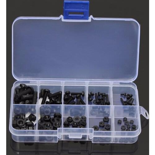 Mayitr 150Pcs Hex Screw Kit Nylon Bolt Nut Standoff Spacer Assortment Set Black Screw Tool for M2 M2.5 M3 M4 M5