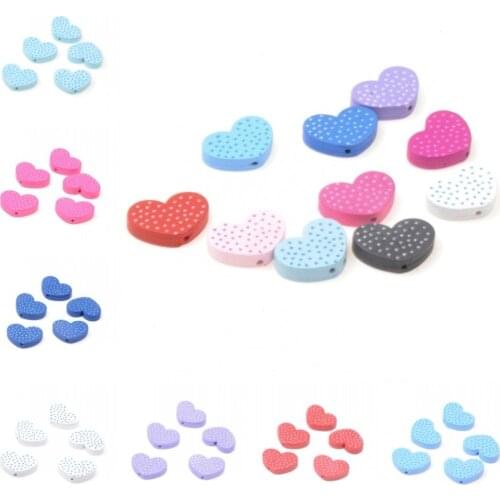 MIAOCHI DIY 30pcs Love Heart Wooden Beads For Jewelry Making Crafts Kids Toys Teething 26*19mm Spacer Beading Beads