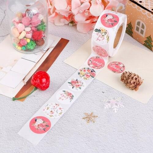 Fashion New 500Pcs Colourful Flower Stickers Rolls Cute Stickers Labels For Gift Box Party Scrapbooking Envelopes Seal Stickers
