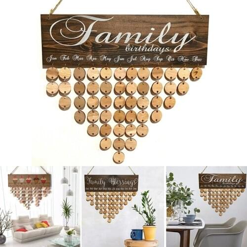 Birthday Reminder Calendar Pendant Blessing Wooden Plaque Ornament Hanging DIY Decoration Gift for Home Office Wall 40*12cm