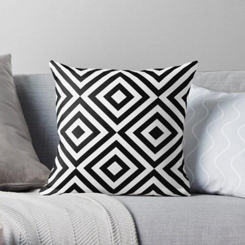 Pillowslip Geometric Black and White Line Pattern Throw Pillow 100% Cotton Decor Pillow Case Home Cushion Cover 45*45cm