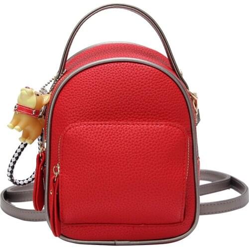 Korean Style 2019 New Women Mini Backpack Woman Soft PU Leather Shoulder Bag for Teenage Girls Purse Small Backpack