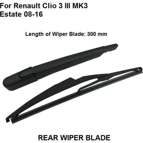 New Car Rear Wiper For Renault Clio MK3 Estate 08-16 Rear Windshield Window Wiper Arm + Blade Set 300mm