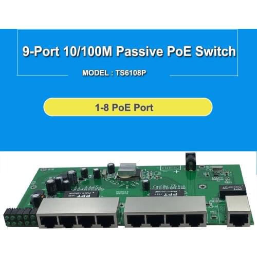 9-Ports 24V Passive POE Switch Of pcba board 24V -48V POE Switch