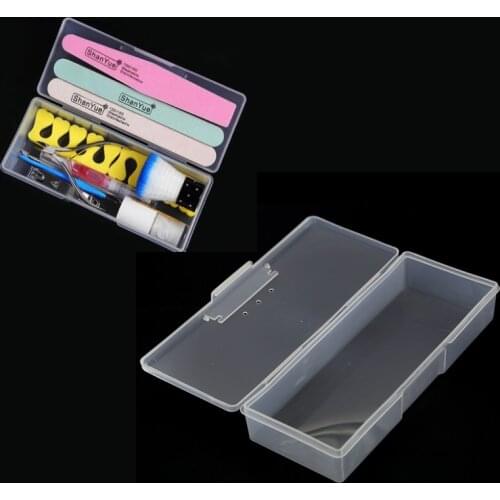 Plastic Transparent Nail Manicure Tools Storage Box Nail Dotting Drawing Pens Buffer Grinding Files Organizer Case Container Box