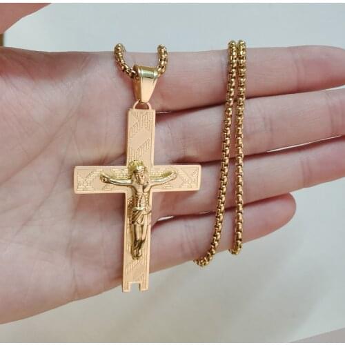 Simple Classic Fashion Cross Antique Gold Color Pendant Girl Short Long Chain Necklaces Jewelry For Women Men