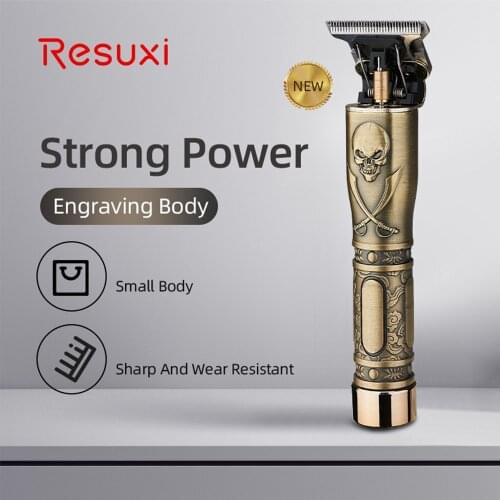 Retro Skull Fader Electric Tower Shape Hair Clipper Rechargeable LED Light Shaver Trimmer Beard Barber Hair Trimmer