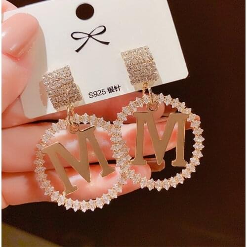 Luxury Vintage M Letter Leopard Drop Earrings for Women 2021 Round Circle Letter Dangle Earring Fashion Jewelry Gift New Arrival