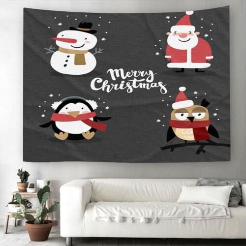 Christmas Penguin Tapestry 3D Print Cartoon Animals Wall Hanging Home Decoration Wall Carpets For Living Room Wall Tapestry