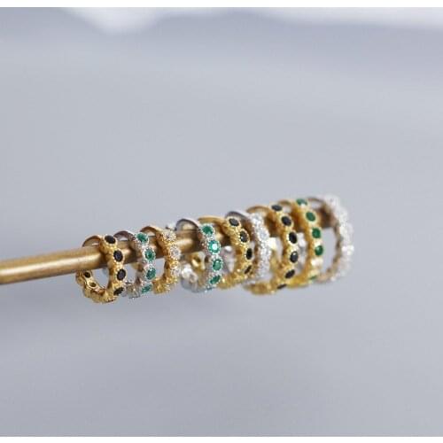 925 Sterling Silver Earring Fashion Simple Green White Black Zircon Ear Ring Ear Bone Earring Personality Cute Boy Girl Ear Jewe