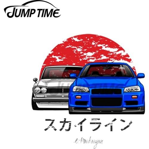 Jump Time 13 x 12cm For Skyline JDM Decal Trunk Waterproof Scratch-Proof Car Stickers Camper Creative Vinyl Car Wrap