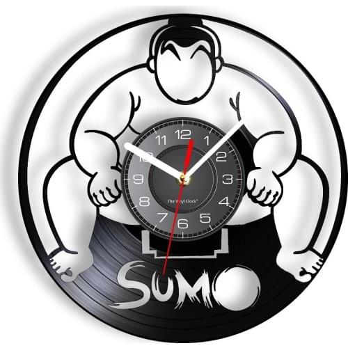 Japan Martial Art Sumo Wrestler Vinyl Record Wall Clock Japanese Home Decor Silent Crafts Clock Fighting Wrestling Room Interior