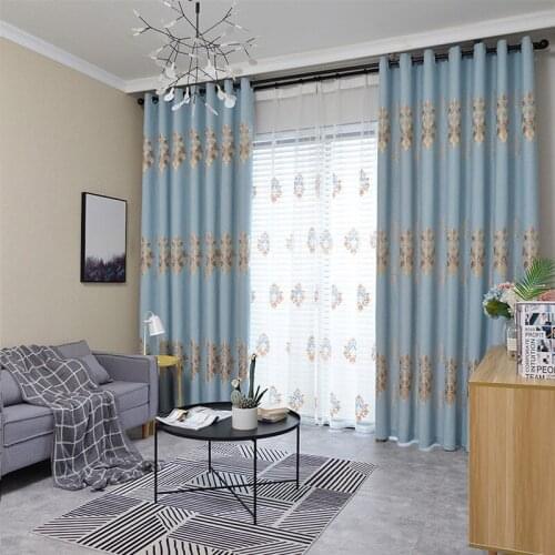 Nordic Blackout Chenille Jacquard Curtains for Living Room Dining Room Bedroom Cotton Linen Jacquard Luxury Curtain Decoration