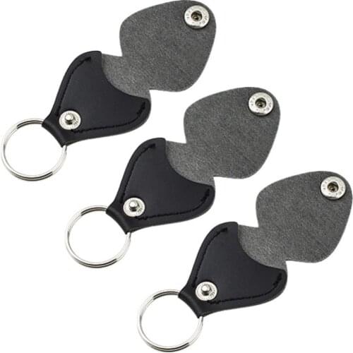 1Pc Durable Leather Key Chain Guitar Picks Holder Keychain Plectrums Bag Case Guitar Keychain Pick Holder