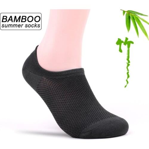 10Pairs/lot Bamboo Fiber Mens Boat Socks Black Business Male Mesh Breathable Summer Men Socks High Quality
