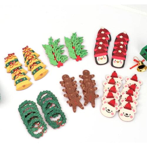 10PCS Christmas Variety Of Pattern Flatback Planar Resin Accessories DIY Hair Bows Supplies Handmade Material Phone Case Sticker