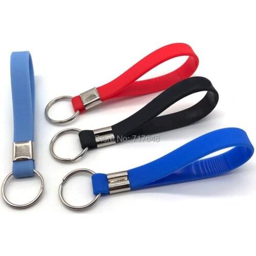 100pcs Keyring Blank Plain Keychain Portable wristband silicone bracelets free shipping by epacket A