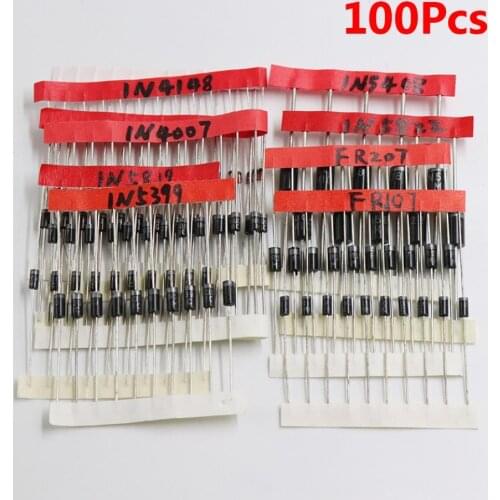 1N4148 1N4007 1N5819 1N5399 1N5408 1N5822 FR107 FR207,8values100pcs,Electronic Components Package,Diode Assorted Kit wholesale