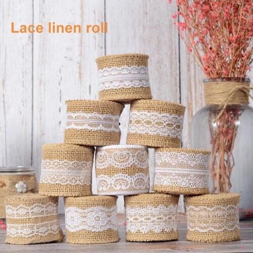 2Meter Jute Burlap Rolls Vintage Wedding Sisal Lace Trim Width 5cm Event Party Decor Supplies Jute Hessian Rustic Christmas
