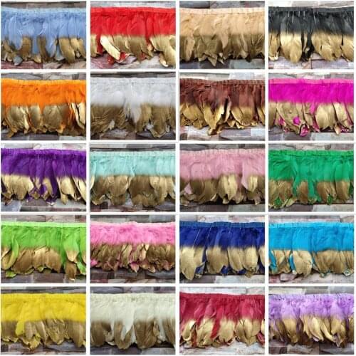 2Yards/Lot 23 Color Dyed Goose Feather Ribbons 15-20cm/6-8 inches Fringes Goose Feather Cloth Belt DIY Clothing Decorative