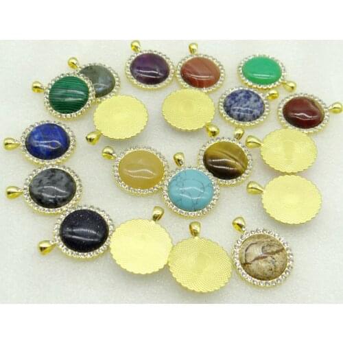 2020hot sellNatural Stone Quartz Crystal Unakite Opal aventurine Round Shaped Pendant Diy Jewelry Making necklace 1PC wholesale