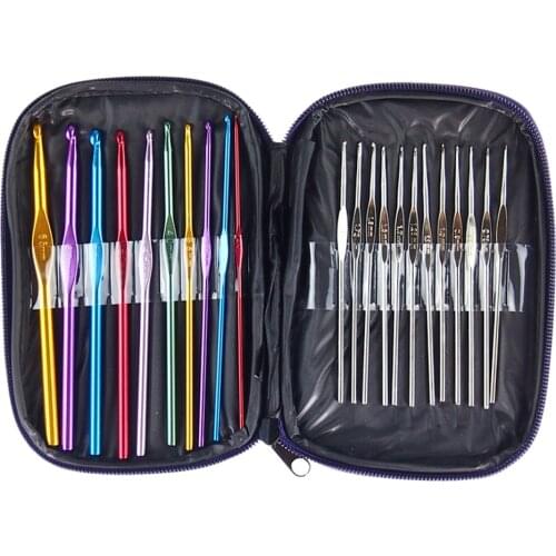 22pcs/Set Hand Sewing Needles Knitting Needles Metal Crochet Sweater Needles Suit Household Stainless Steel Aluminum Crochet Set