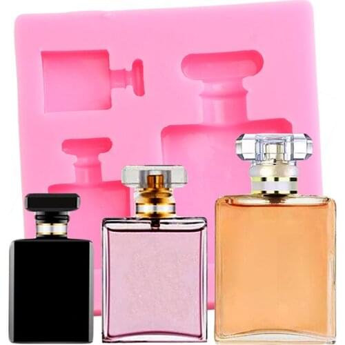 3D Perfume Bottle Silicone Mold Cupcake Topper Fondant Cake Decorating Tools Chocolate Gumpaste Moulds Resin Clay Soap Mould