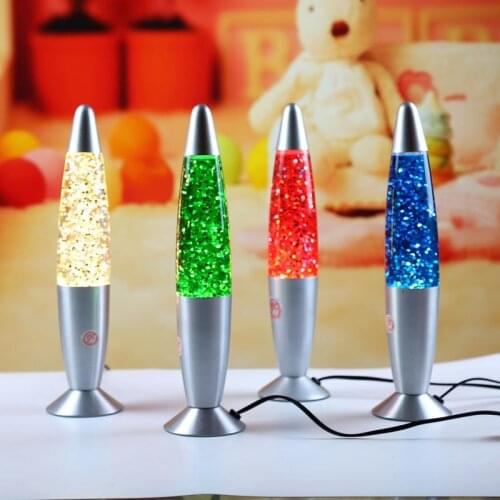 DSHA 3D Rocket Multi Color Changing Lava Lamp RGB LED Glitter Party Mood Night Light Christmas Gift Bedside Night lamp